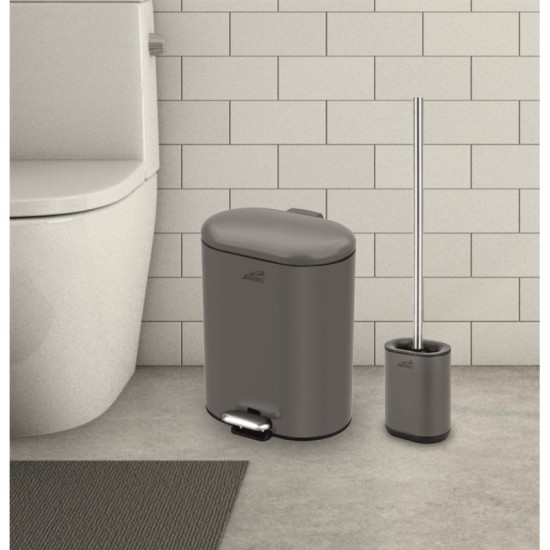 Тоалетно кошче за баня 6л. +четка за тоалетна чиния СИВ МАТ