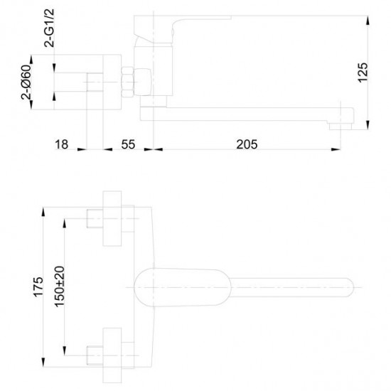Стенен смесител за умивалник, месинг, Ф35 Forma Vita Mirella 3173-70